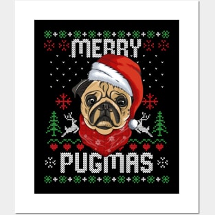 Merry Pugmas Xmas Gifts Ugly Christmas Sweater - Santa Pug Posters and Art